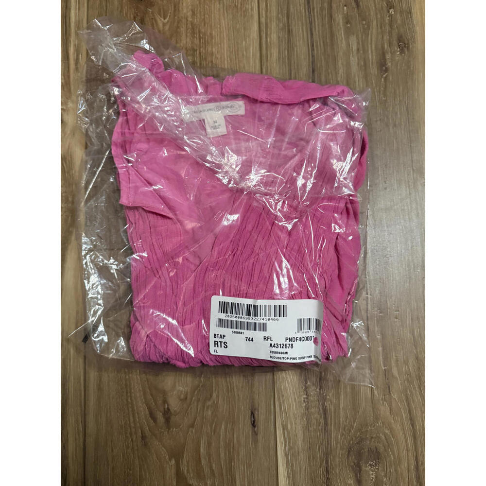 NWT! Treasure & Bond Shirred Raglan Sleeve Gauze Top in Pink Surprise Size Med - Picture 2 of 5
